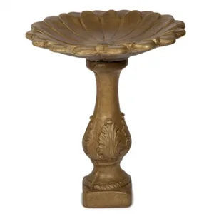 1141 BIRD BATH - CABBAGE LEAF BASE, SUNFLOWER TOP
